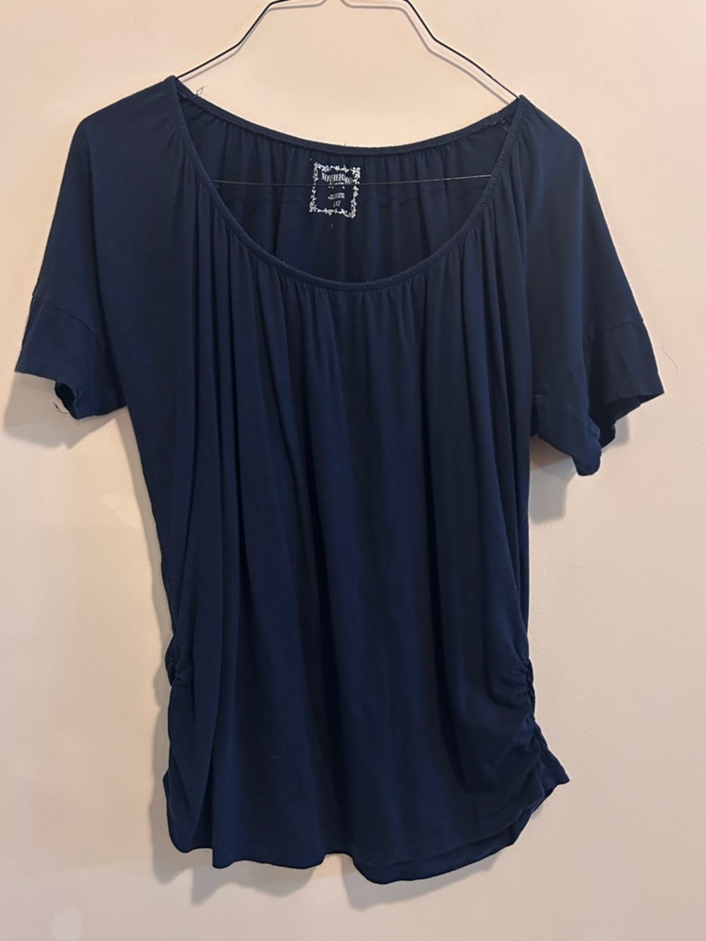 Women's Navy Short-Sleeve Scoop Neck Top